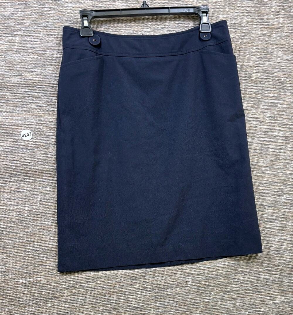 Talbots Petite Pencil Skirt Womens Size 8P Navy Blue Stretch Back Zip Casual